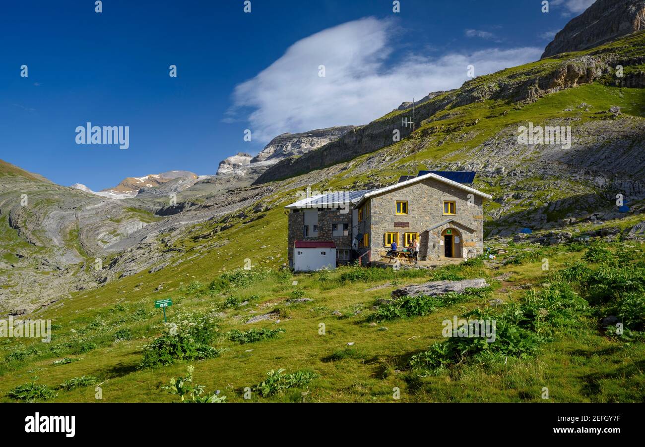 Góriz cabaña de montaña (Ordesa y Monte Perdido NP, Pirineos, España) ESP:  Refugio de Góriz (PN Ordesa y Monte Perdido, Aragón, Pirineos, España) FR  Fotografía de stock - Alamy