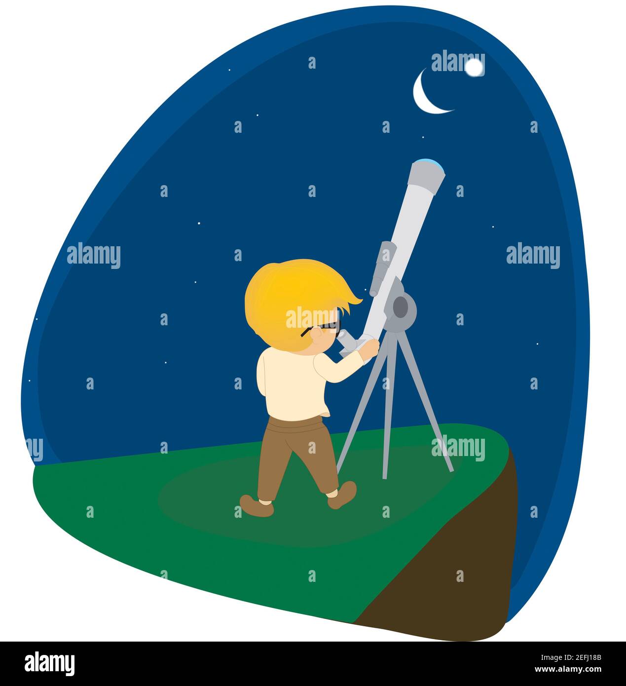 Niño mirando a la luna Imágenes recortadas de stock - Alamy