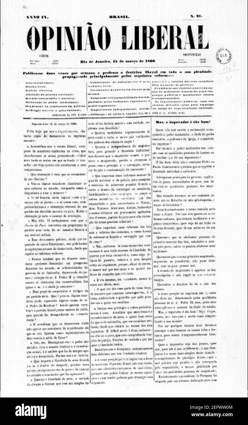 Opinião Liberal 1869. Foto de stock