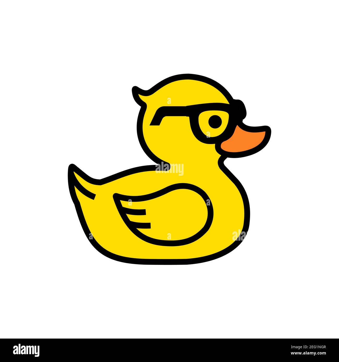 Pato de goma amarillo en gafas de sol icono aislado Imagen Vector de stock  - Alamy