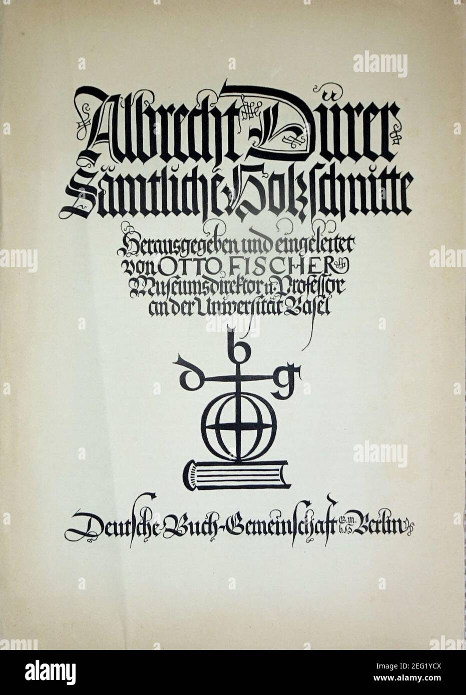 Otto-Fischer Albrecht-Dürer-Sämtliche-Holzschnitte - página de título. Foto de stock