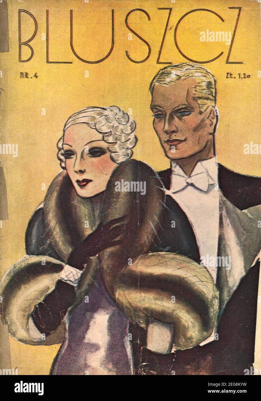 Okładka przedwojennego magazynu dla kobiet Bluszcz 1933, lata 30te, portada de la revista polaca de preguerra para mujeres Bluszcz estilo art decó Foto de stock