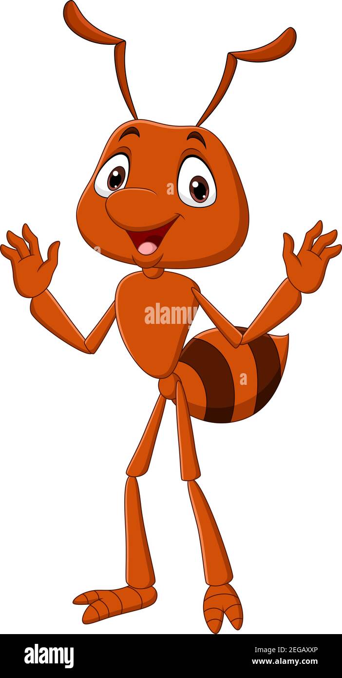 Dibujos animados feliz hormiga agitando mano Imagen Vector de stock - Alamy