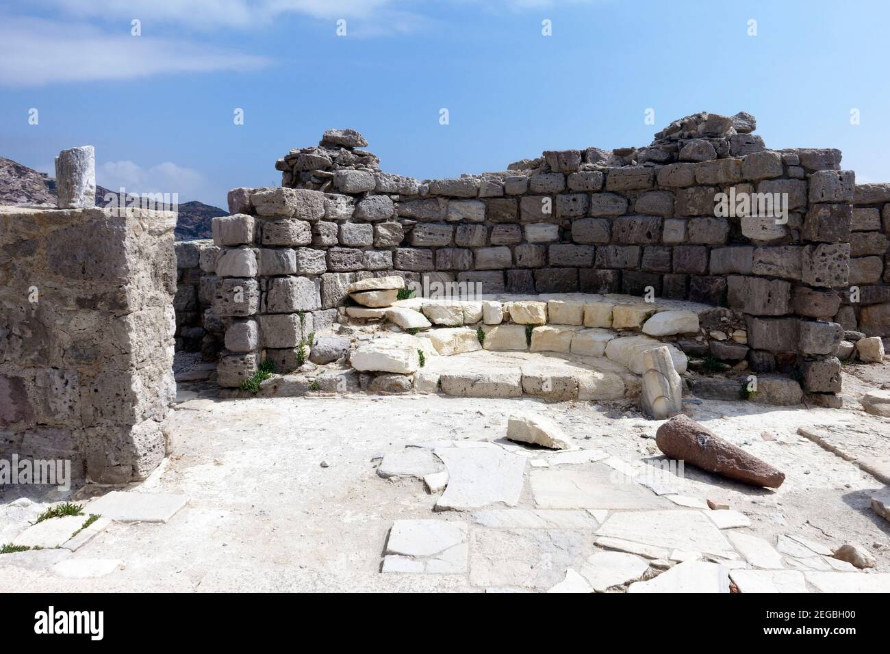 El ábside semicircular de la Basílica griega de Agios Stefanos en Kefalos, Kos Foto de stock