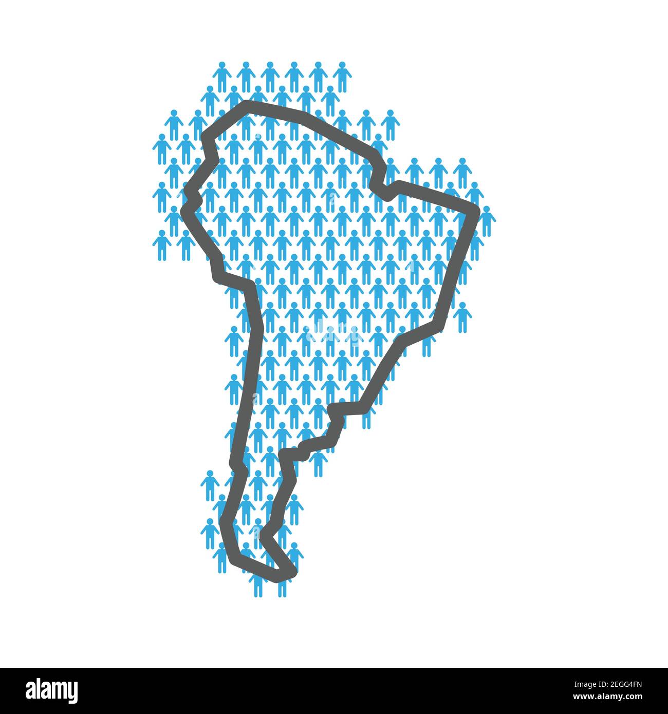 Mapa de población de América del Sur. Perfil del país a partir de