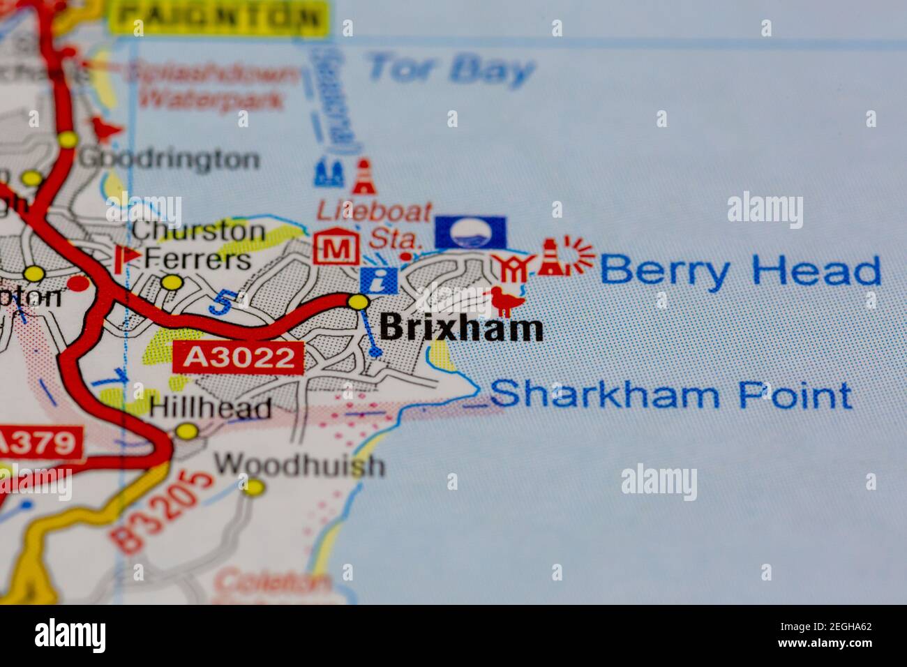 Brixham y sus alrededores se muestran en un mapa de carreteras o. mapa
