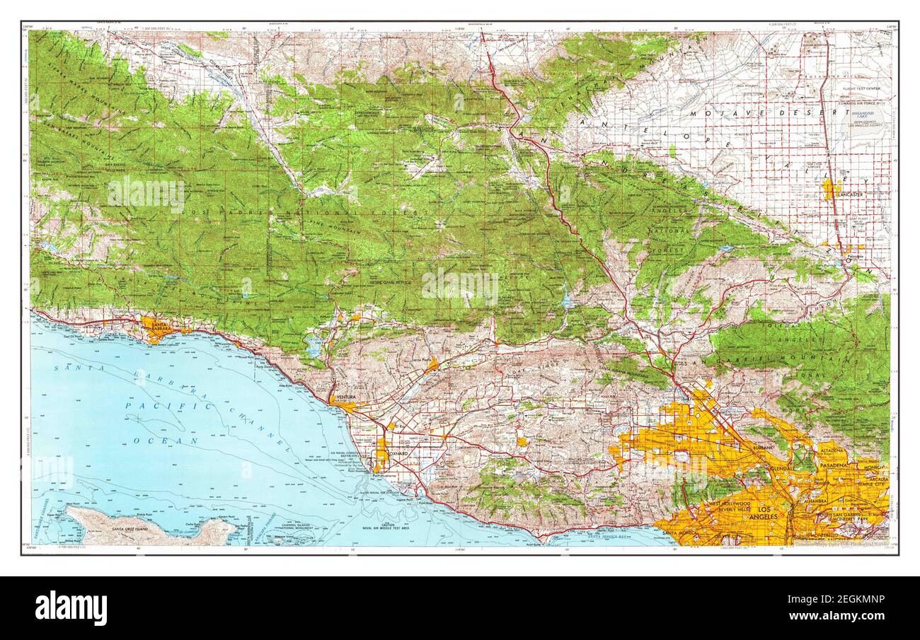 Los Angeles, California, MAP 1966, 1:250000, Estados Unidos de América por  Timeless Maps, data U.S. Geological Survey Fotografía de stock - Alamy