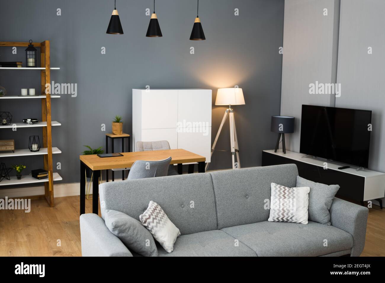 Living Room Interior Diseño de Casa Muebles y Piso Blanco Fotografía de  stock - Alamy