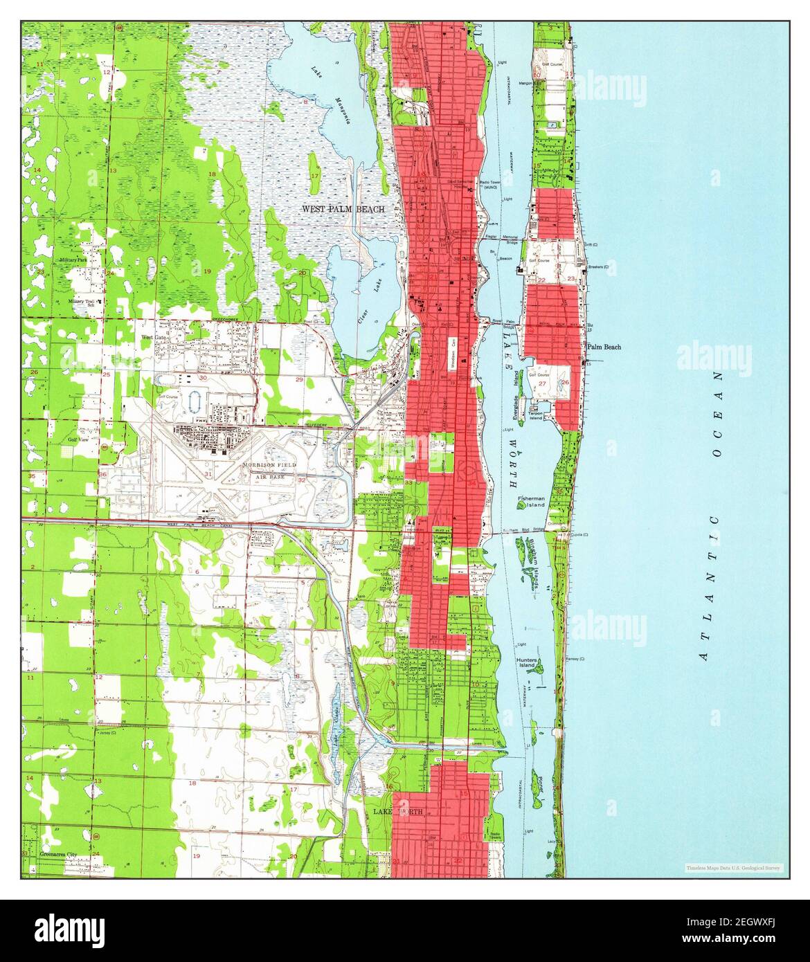 Palm Beach, Florida, MAP 1946, 1:24000, Estados Unidos de América por Timeless Maps, data U.S. Geological Survey Foto de stock