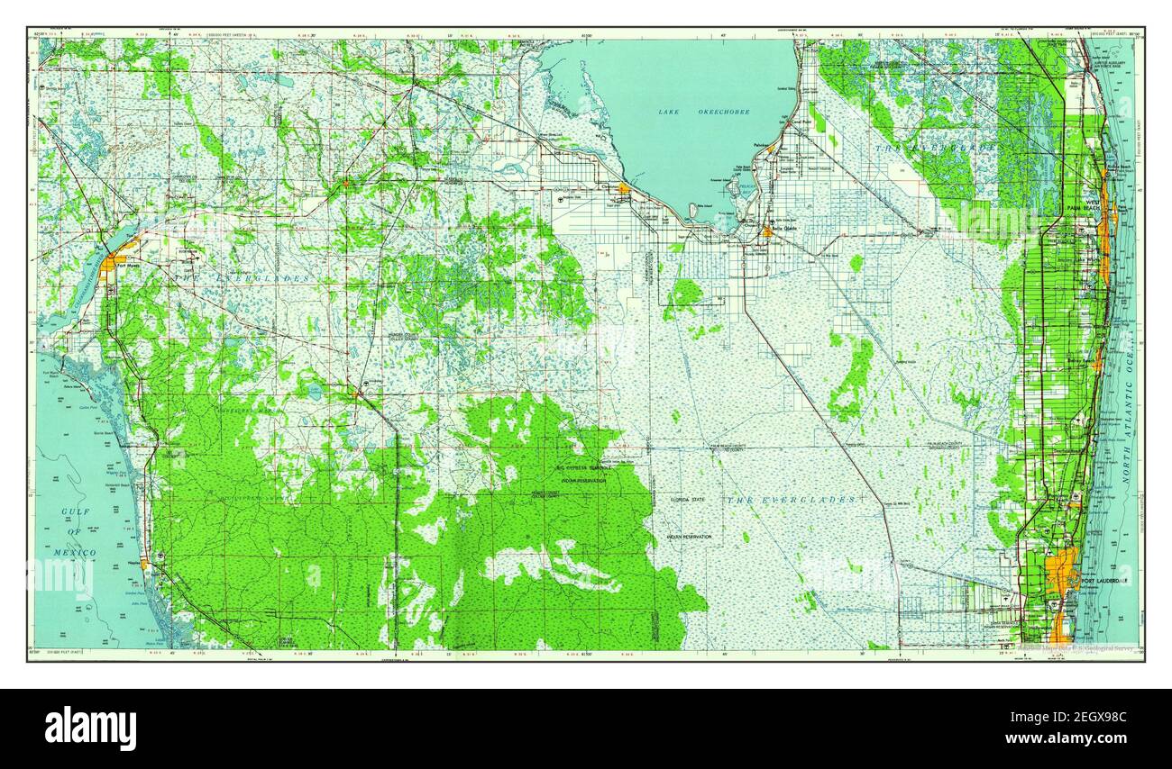 West Palm Beach, Florida, MAP 1958, 1:250000, Estados Unidos de América por Timeless Maps, data U.S. Geological Survey Foto de stock