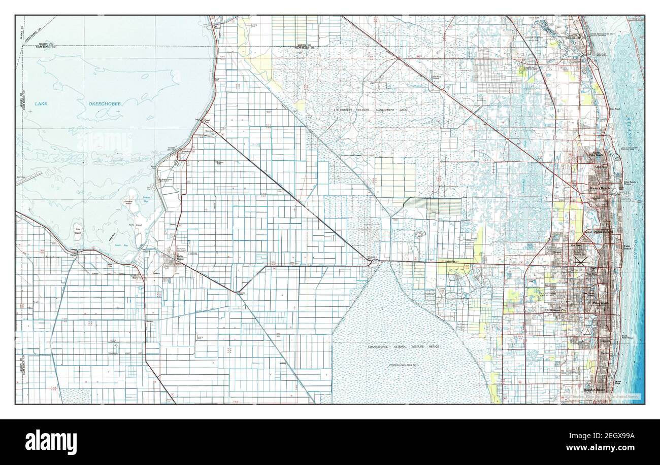 West Palm Beach, Florida, MAP 1985, 1:100000, Estados Unidos de América por Timeless Maps, data U.S. Geological Survey Foto de stock