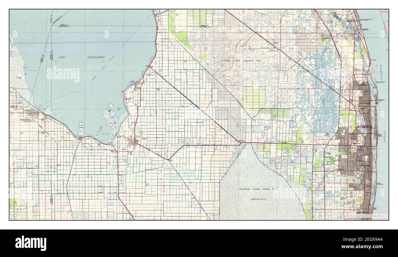 West Palm Beach, Florida, MAP 1981, 1:100000, Estados Unidos de América por Timeless Maps, data U.S. Geological Survey Foto de stock