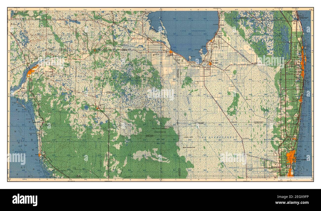 West Palm Beach, Florida, MAP 1957, 1:250000, Estados Unidos de América por Timeless Maps, data U.S. Geological Survey Foto de stock