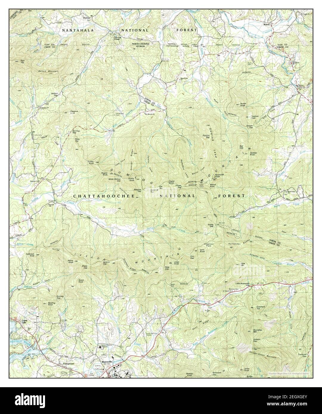 Blairsville, Georgia, MAP 1988, 1:24000, Estados Unidos de América por Timeless Maps, data U.S. Geological Survey Foto de stock