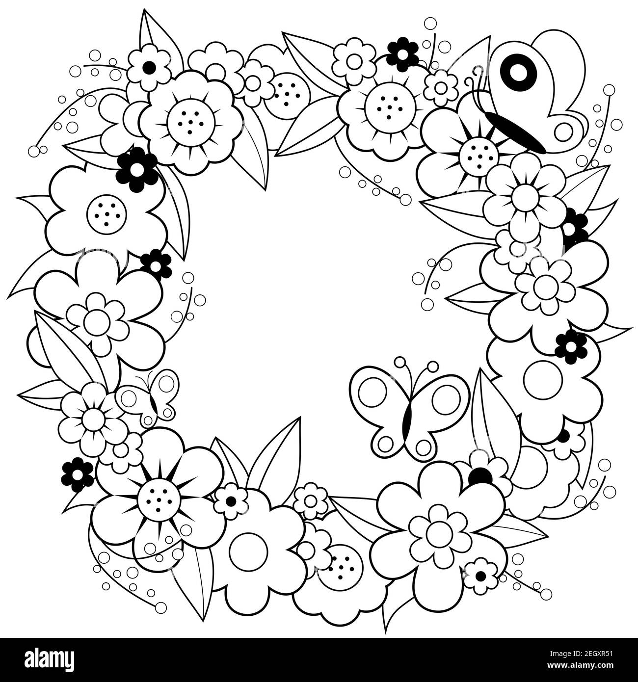 Página para colorear de corona floral fotografías e imágenes de alta  resolución - Alamy