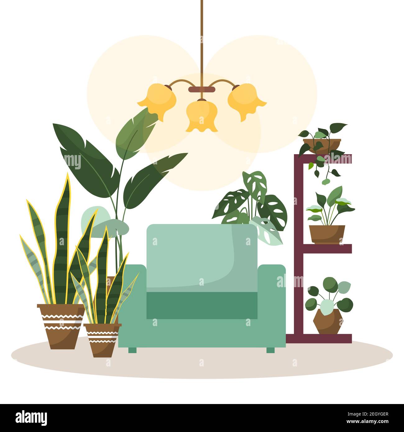 Planta doméstica tropical planta decorativa verde Casa interior Ilustración  Imagen Vector de stock - Alamy