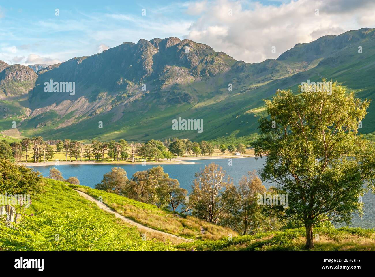Paisaje en Buttermere, un lago en el Distrito Inglés de los Lagos en el noroeste de Inglaterra Foto de stock