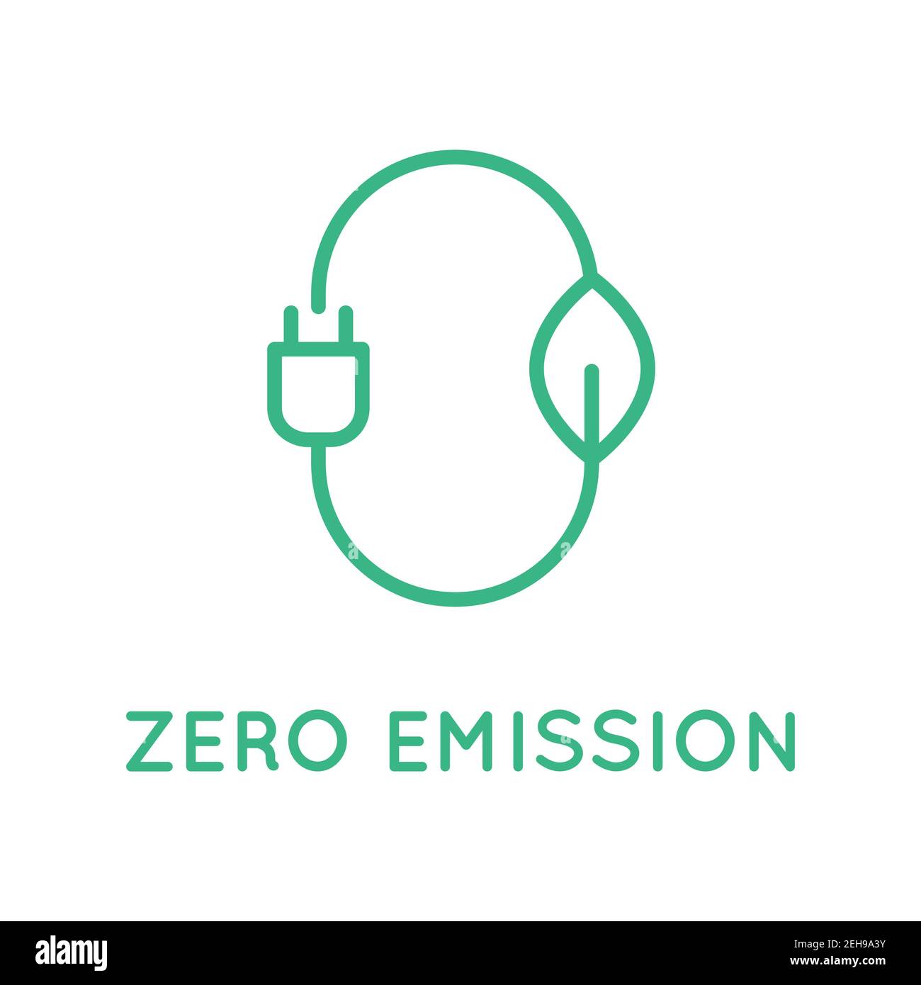 Señal de emisión cero, logotipo, símbolo. Estilizó el número cero con una  hoja y un tapón. Industria y transporte sostenibles. Concepto de CO2 neutro.  Vector Imagen Vector de stock - Alamy