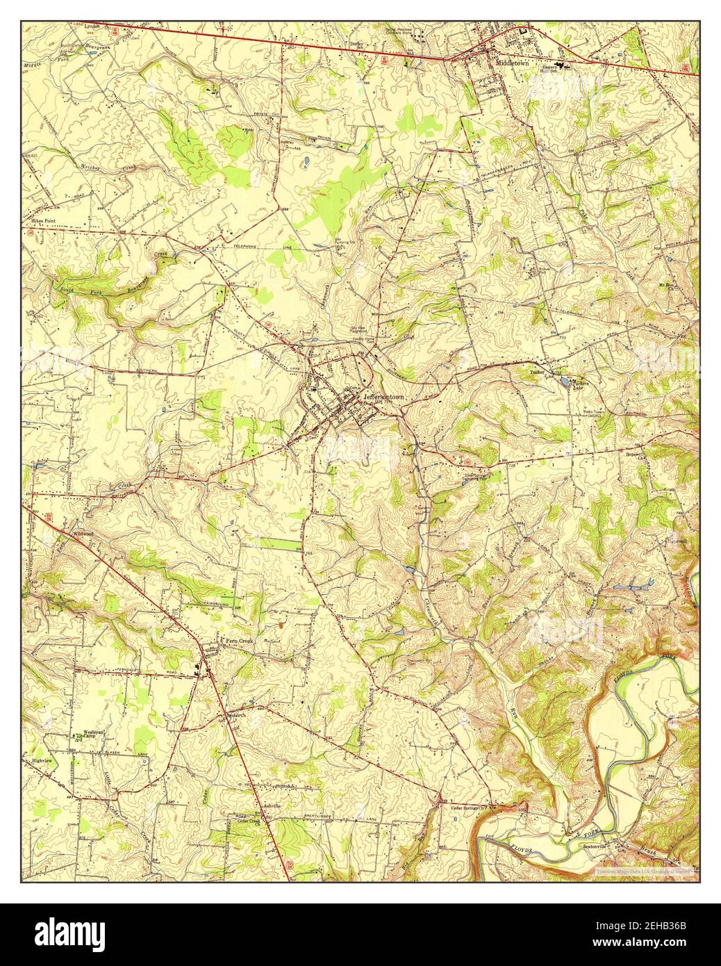 Mapa de jeffersontown kentucky fotografías e imágenes de alta