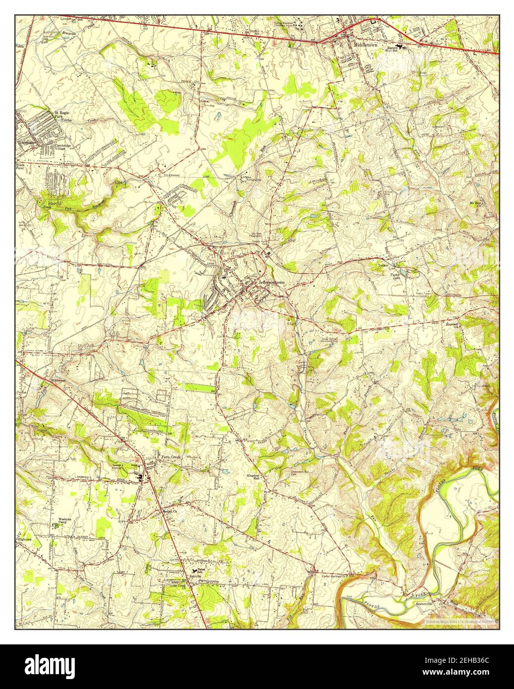 Mapa de jeffersontown kentucky fotografías e imágenes de alta