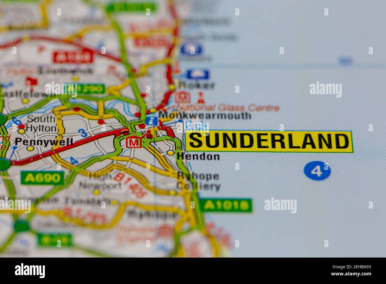 Sunderland y sus alrededores se muestran en un mapa de carreteras o