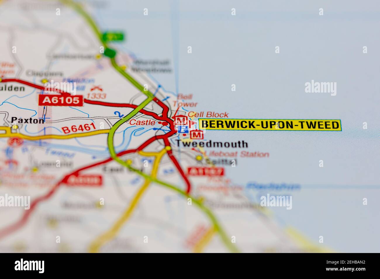 Berwick sobre tuiteó y las zonas de los alrededores se muestran en una