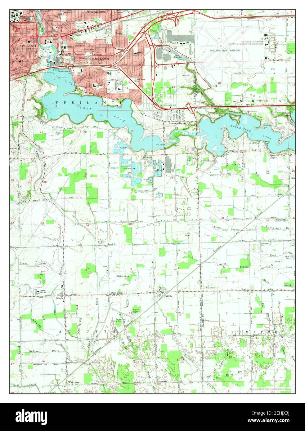 Ypsilanti East, Michigan, MAP 1967, 124000, Estados Unidos de América