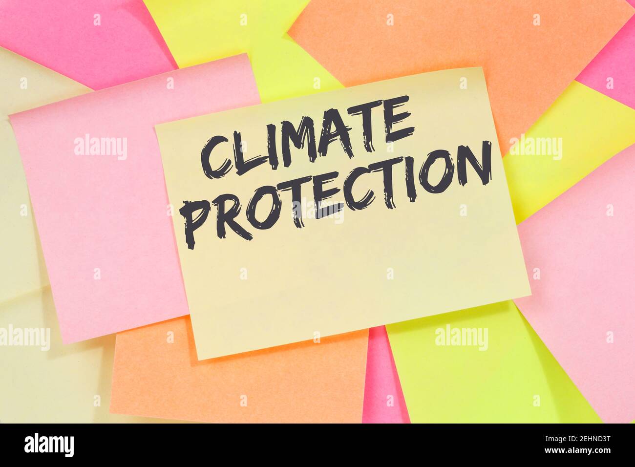 Protección del clima cambio medio ambiente ecológico conservación de la naturaleza nota papel notepaper Foto de stock