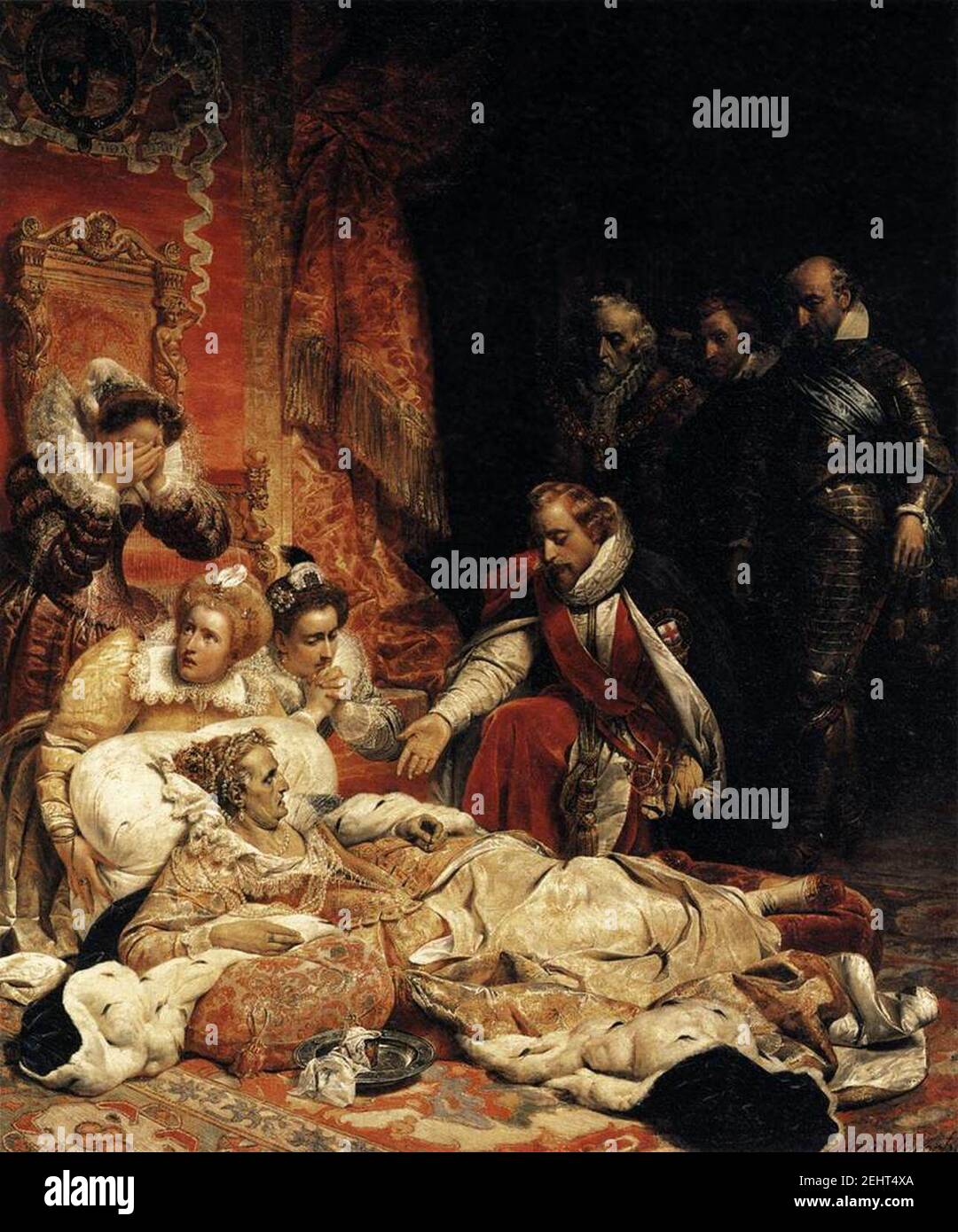 Paul Delaroche - la muerte de Isabel I, Reina de Inglaterra Foto de stock