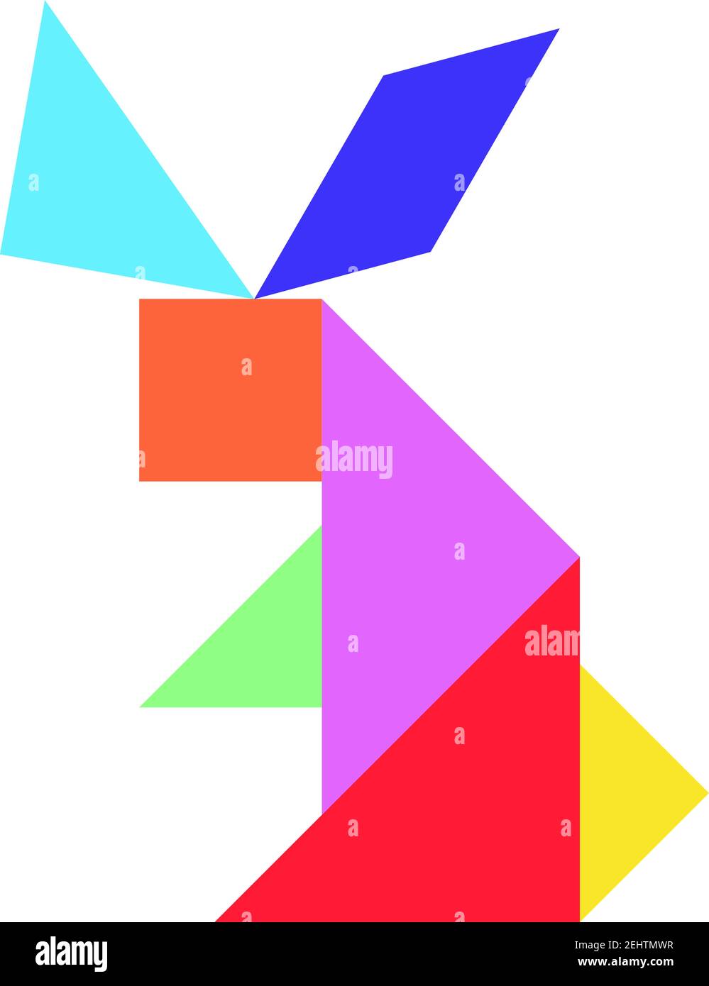 Rompecabezas Tangram en forma de conejo sobre fondo blanco (Vector Imagen  Vector de stock - Alamy
