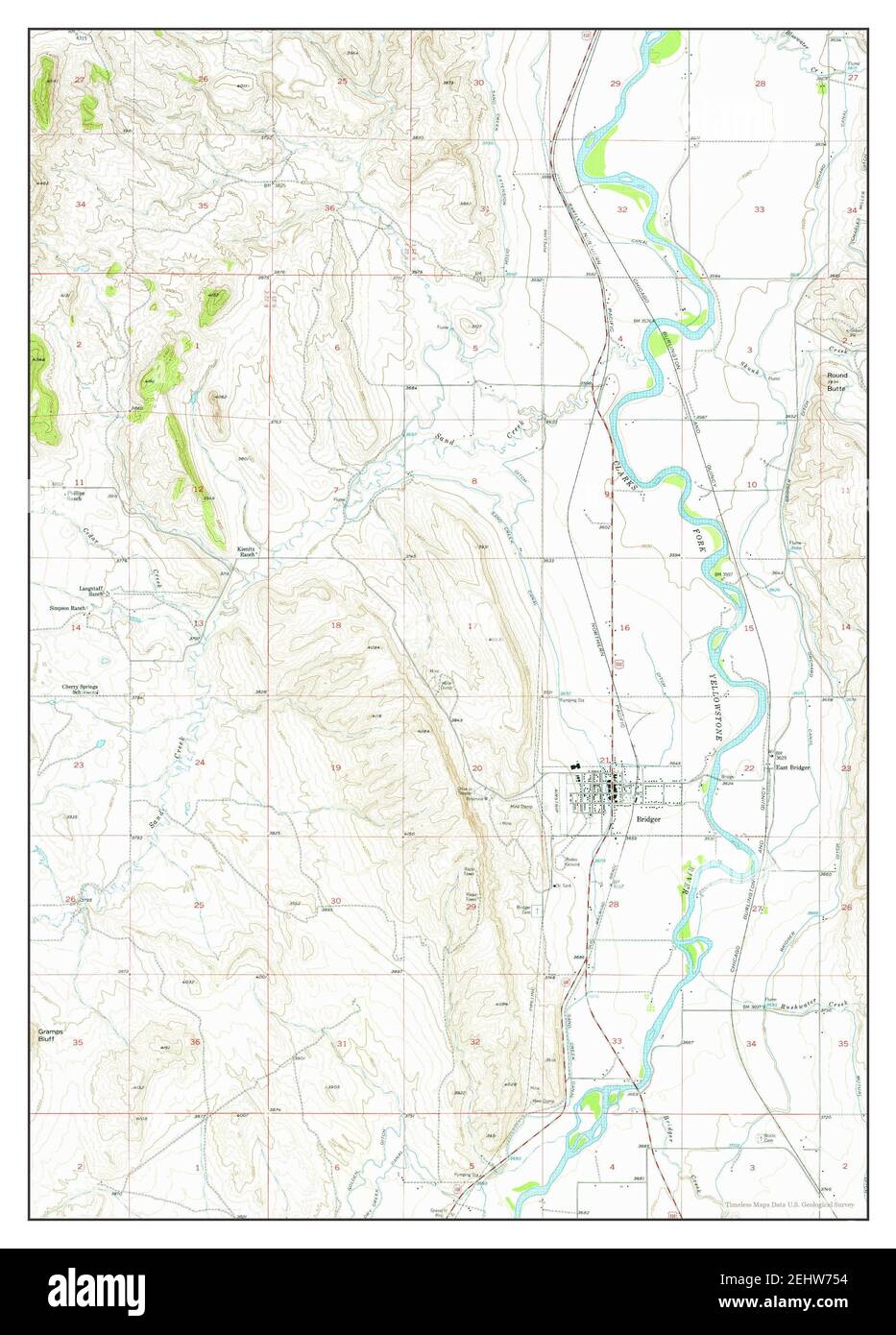Mapa de bridger montana Imágenes recortadas de stock Alamy