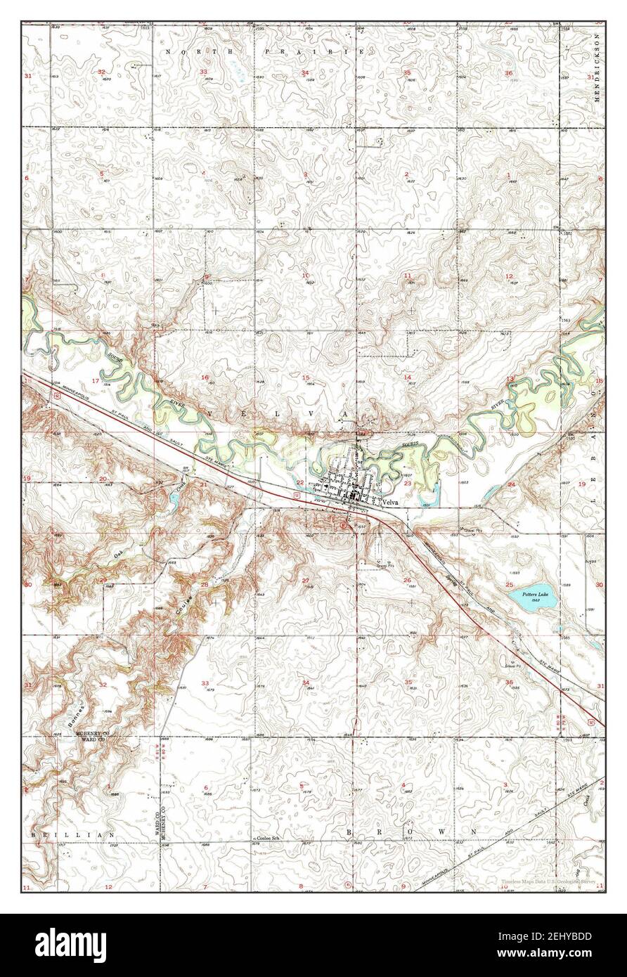 Mapa de velva dakota del norte fotografías e imágenes de alta