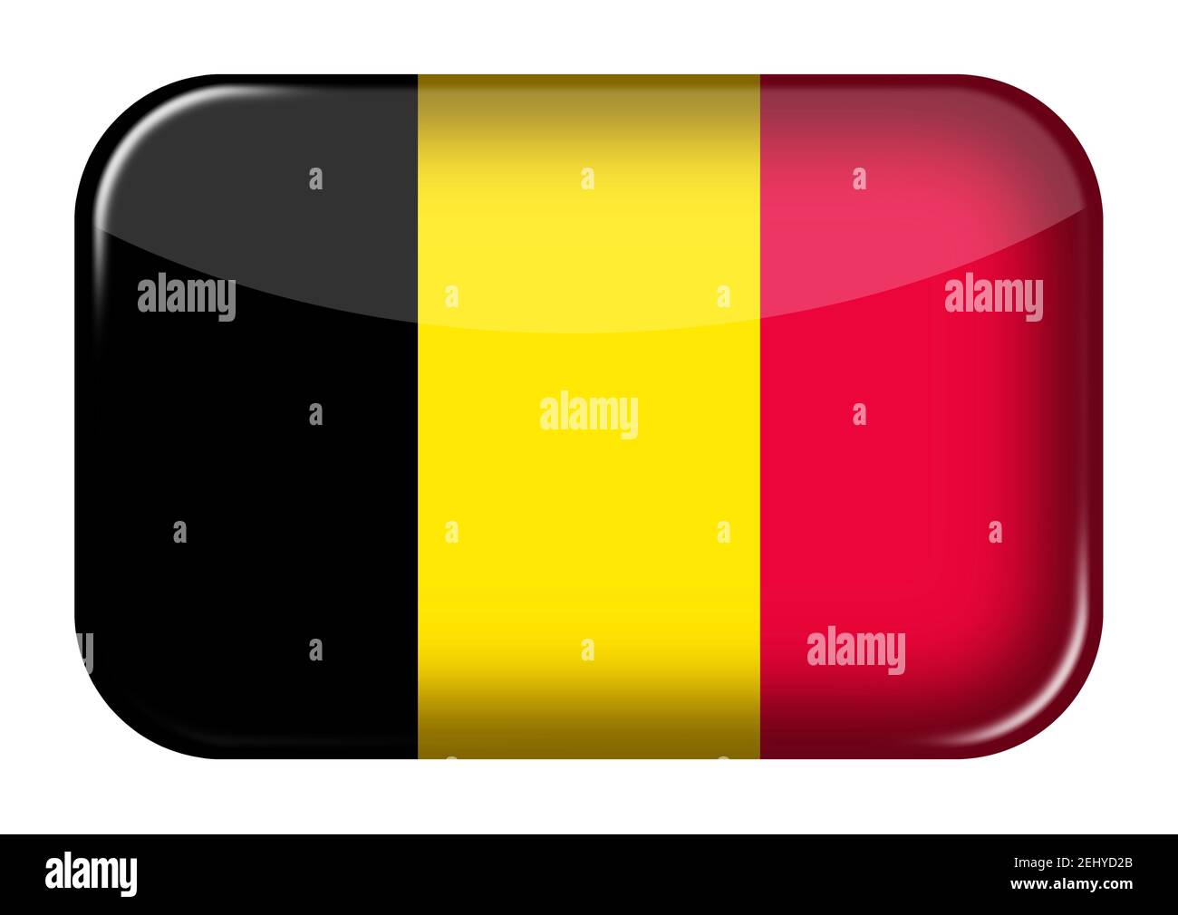 Botón rectángulo de icono web de Bélgica con trazado de recorte ilustración 3d Foto de stock