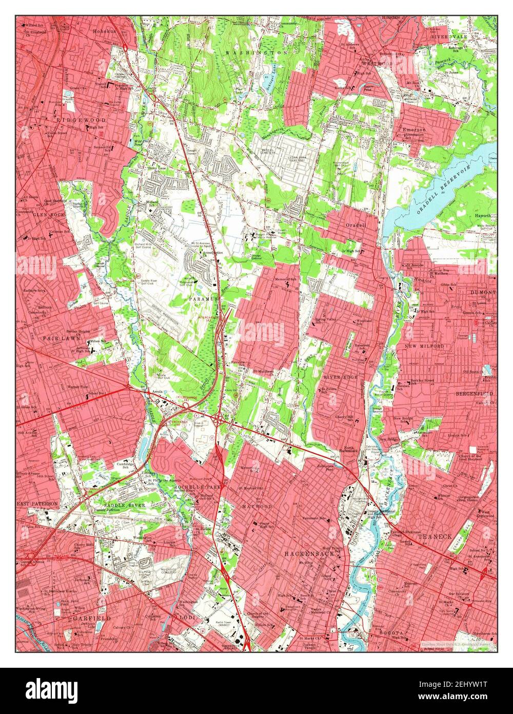 Hackensack, New Jersey, MAP 1955, 124000, Estados Unidos de América por Timeless Maps, data U.S