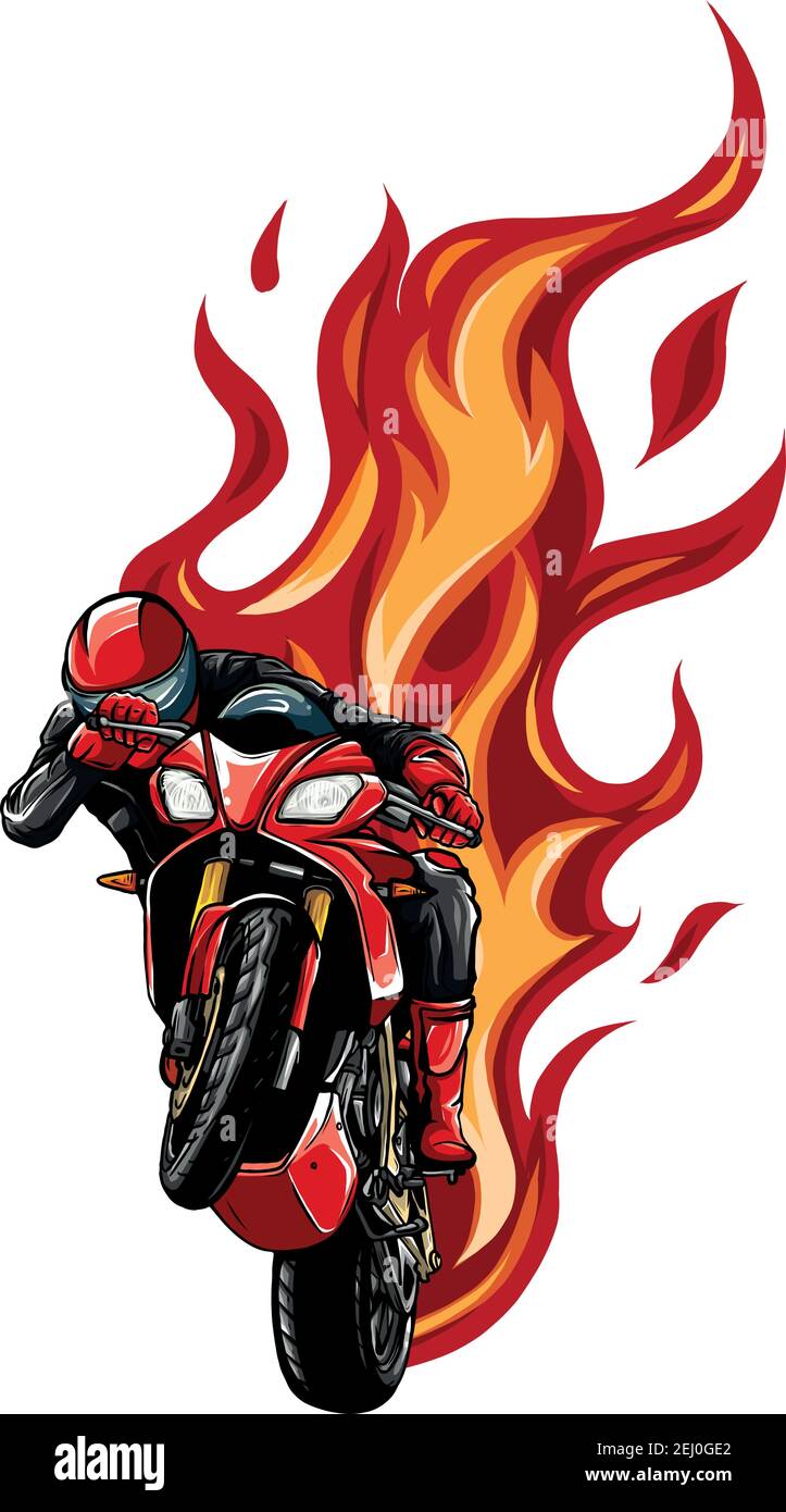 Moto Racing con Fire Vector ilustración de diseño Imagen Vector de stock -  Alamy