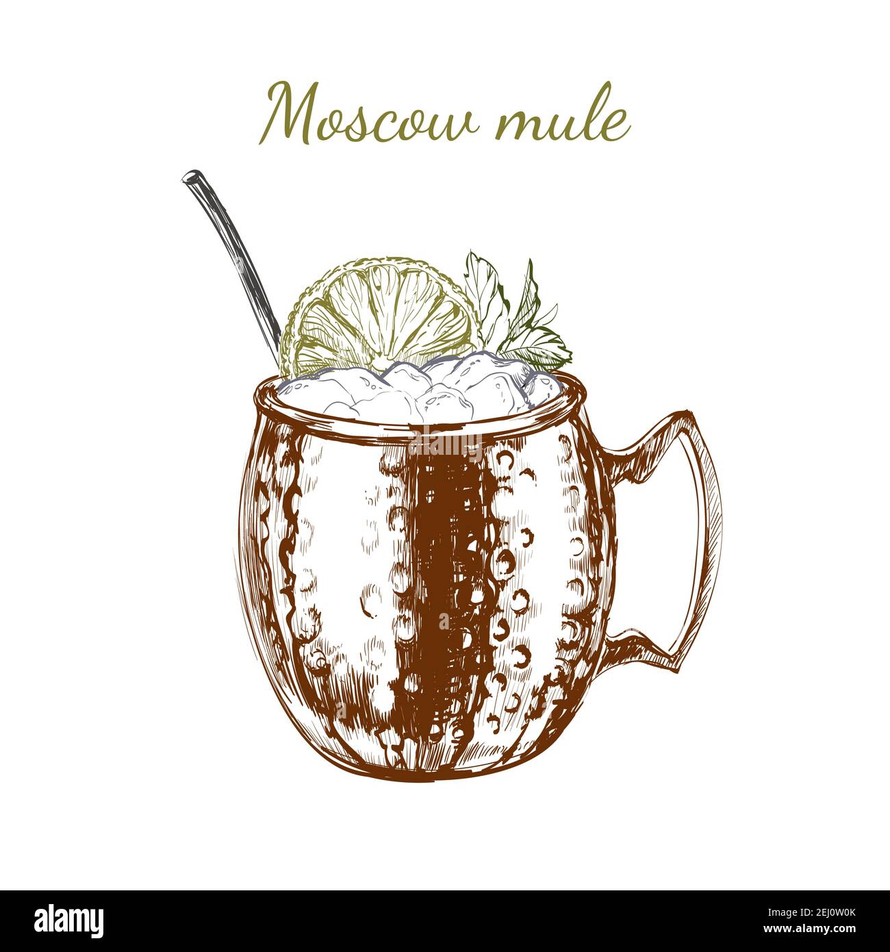 Moscú Mule bebida sacada a mano Vector Ilustración Imagen Vector de stock -  Alamy