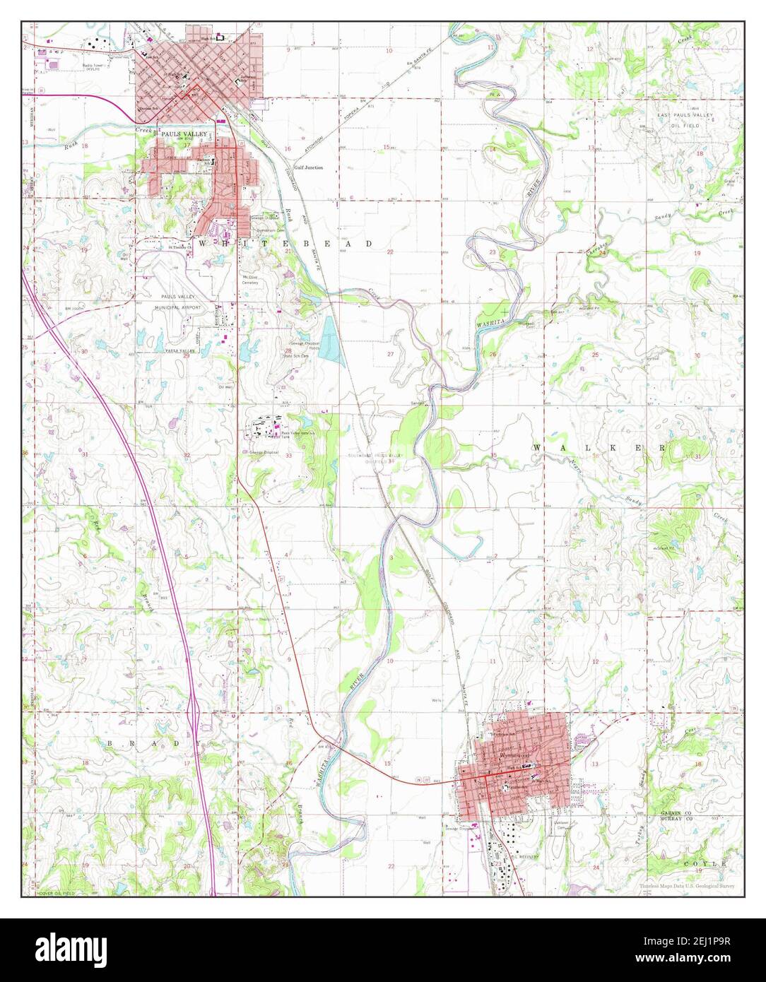 Mapa de oklahoma del valle de pauls Imágenes recortadas de stock Alamy
