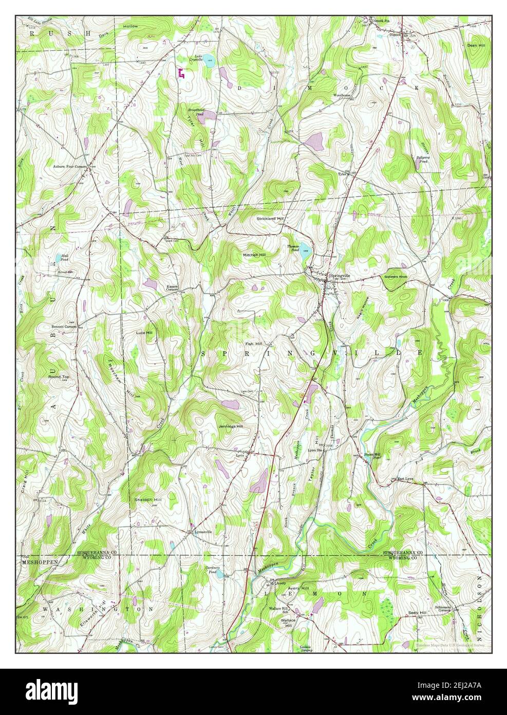 Mapa de springville pensilvania fotografías e imágenes de alta