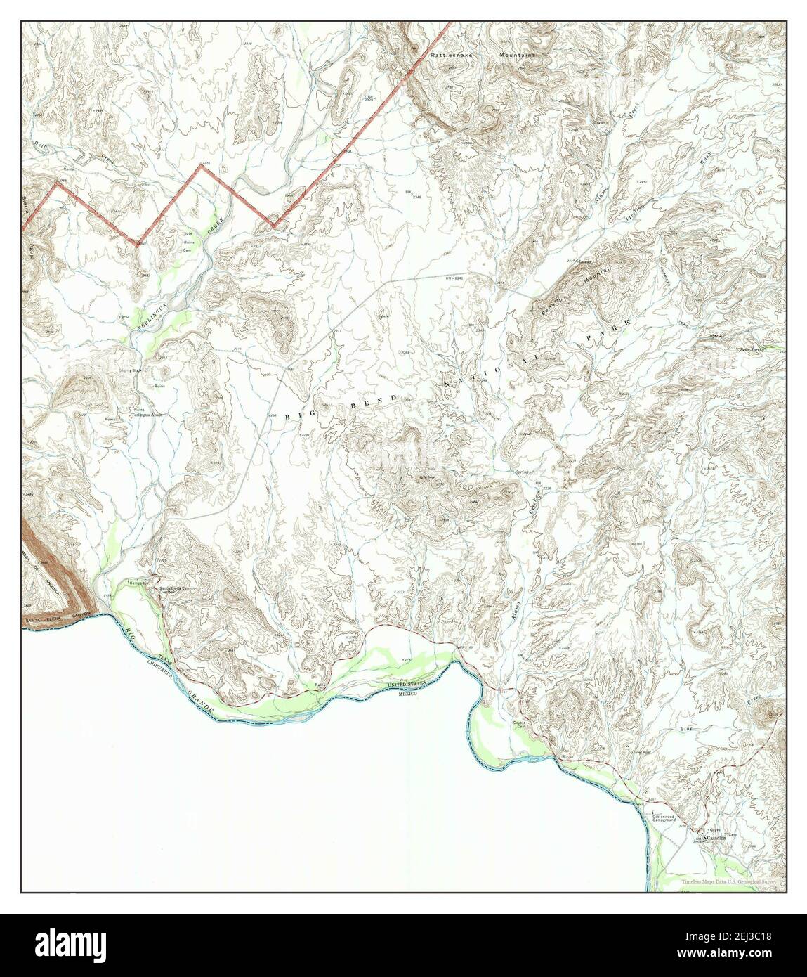 Castolon, Texas, MAP 1971, 1:24000, Estados Unidos de América por Timeless Maps, data U.S. Geological Survey Foto de stock