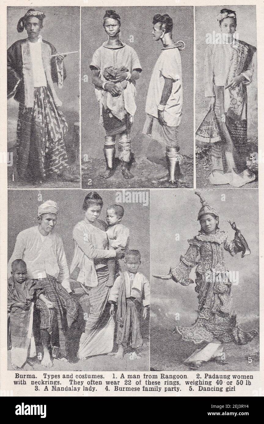 Fotos de la época de Birmania personas que visten trajes 1900s. Foto de stock