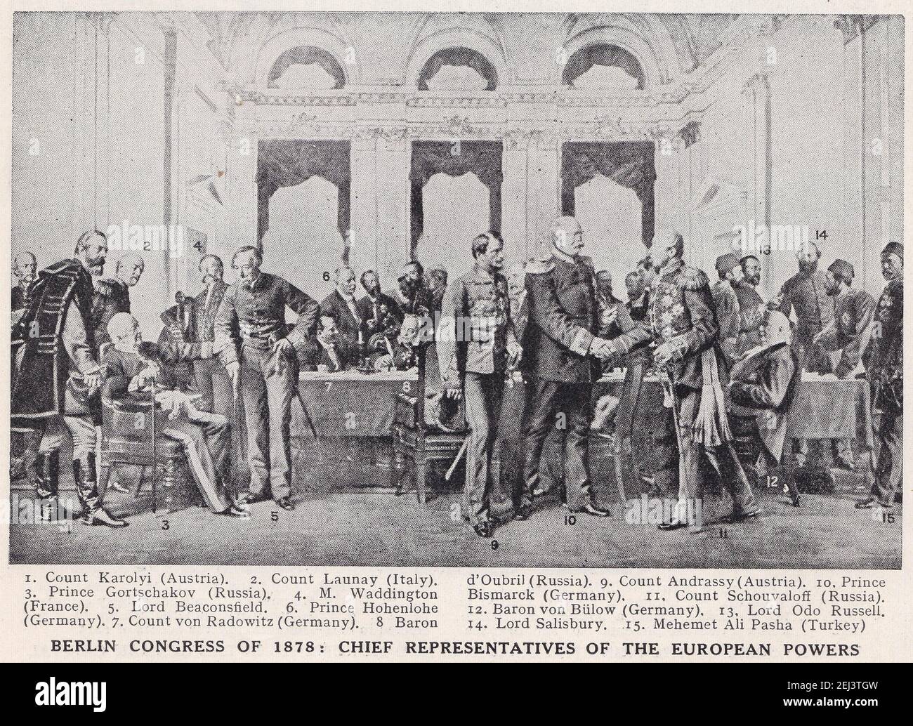 Congreso de Berlín de 1878 - representantes principales de las Potencias europeas. Foto de stock