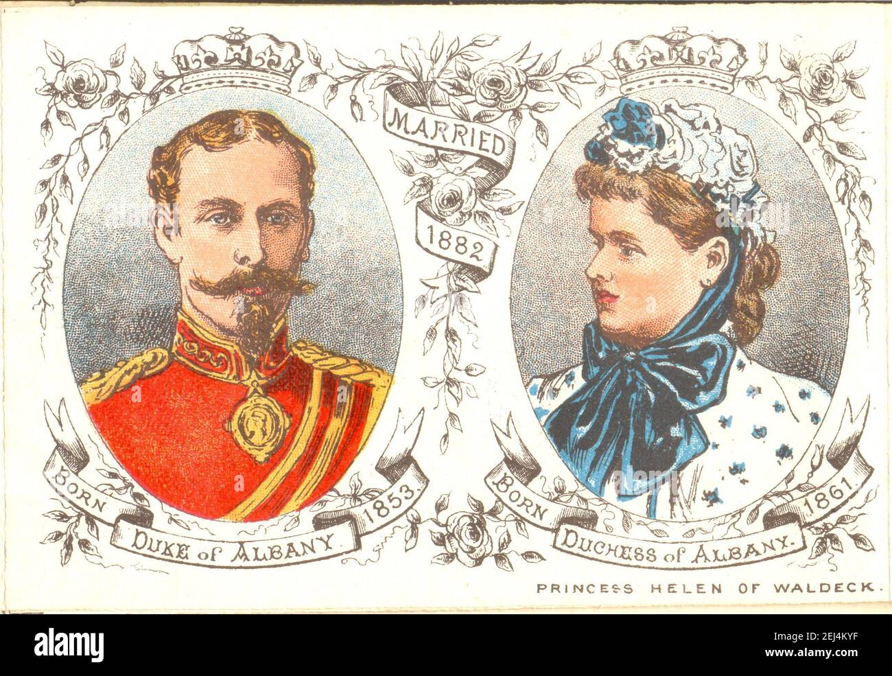 Retratos del duque y la duquesa de Albany de la Folleto de recuerdo celebrando la Reina y la Familia Real a Recuerdo del glorioso Reino de su Majestad 1887 Foto de stock