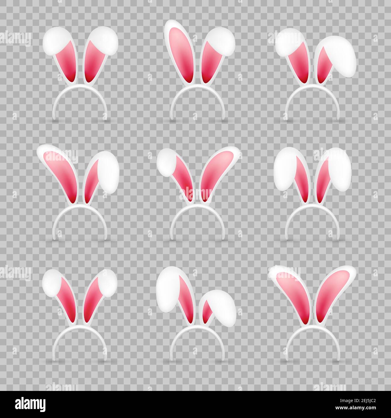 Colección de pegatinas de orejas de conejito de Pascua. Juego de máscaras  orejas de conejo aisladas sobre fondo blanco. Ilustración vectorial Imagen  Vector de stock - Alamy