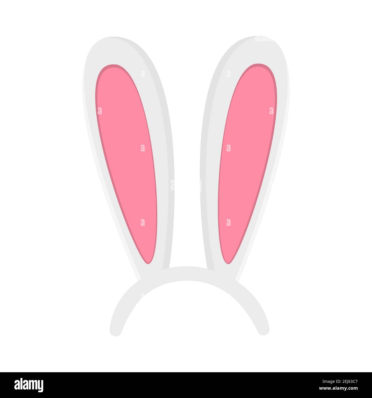 Juego de máscara de orejas de conejito de Pascua. Orejas de conejo lindas  para la celebración de la primavera aisladas sobre fondo blanco. Elemento  de disfraz de liebre de los niños. Ilustración