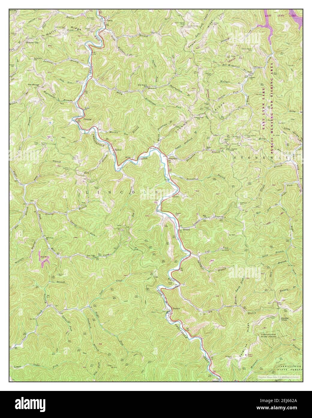 Radnor, Virginia Occidental, MAP 1962, 1:24000, Estados Unidos de América por Timeless Maps, data U.S. Geological Survey Foto de stock