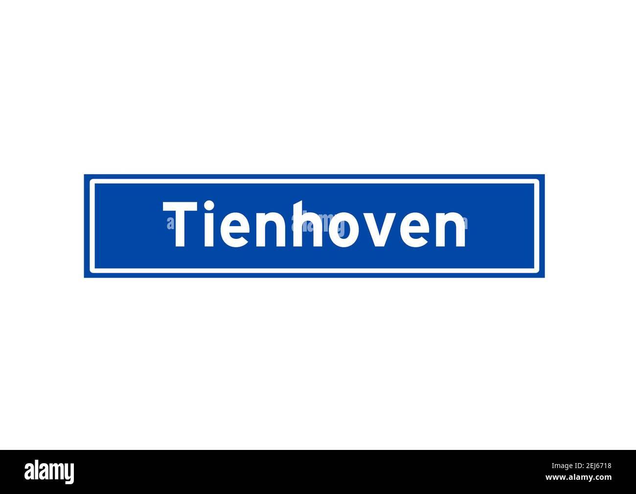 Tienhoven aislado holandés lugar nombre signo. Señal de la ciudad de los países Bajos. Foto de stock