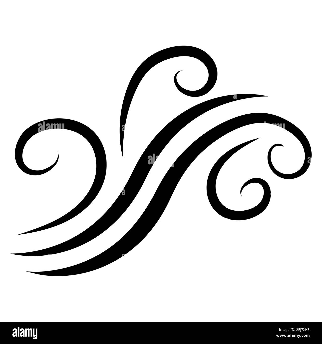 Silueta Dibujada A Mano De Cola De Sirena En Agua Con Spray Marino.  Ilustración De Línea Vectorial Aislada Sobre Fondo Blanco. Tatuaje Gráfico  De Contorno O Impresión De Contorno Para La Página