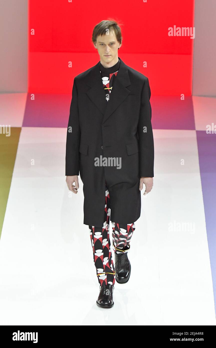 Toda la Ropa Hombre | Pantalones con combinación de lana Negro | Prada \u003e  Foxandmew