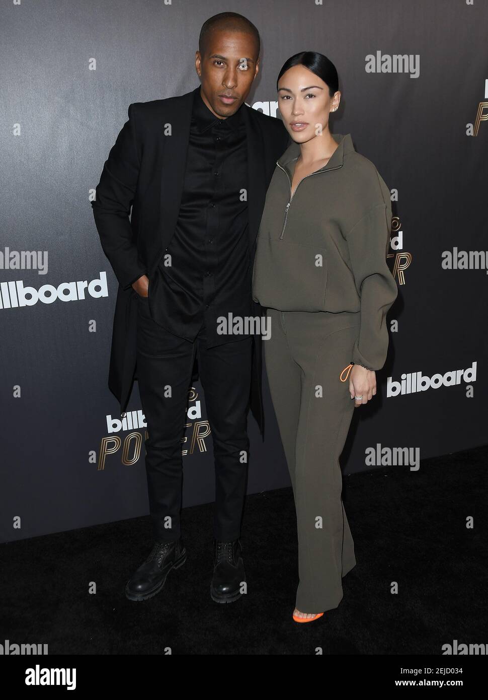 L-R) Larry Jackson y Stephanie Shepherd en el evento Billboard Power List  2020 celebrado en NeueHouse Hollywood en los Angeles, CA el jueves, 23 de  enero de 2020. (Foto de Sthanlee B.