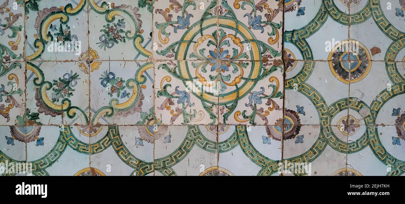 Primer plano de mosaicos en una mezquita, Mezquita el-Jazzar, Acre (Akko), Israel Foto de stock